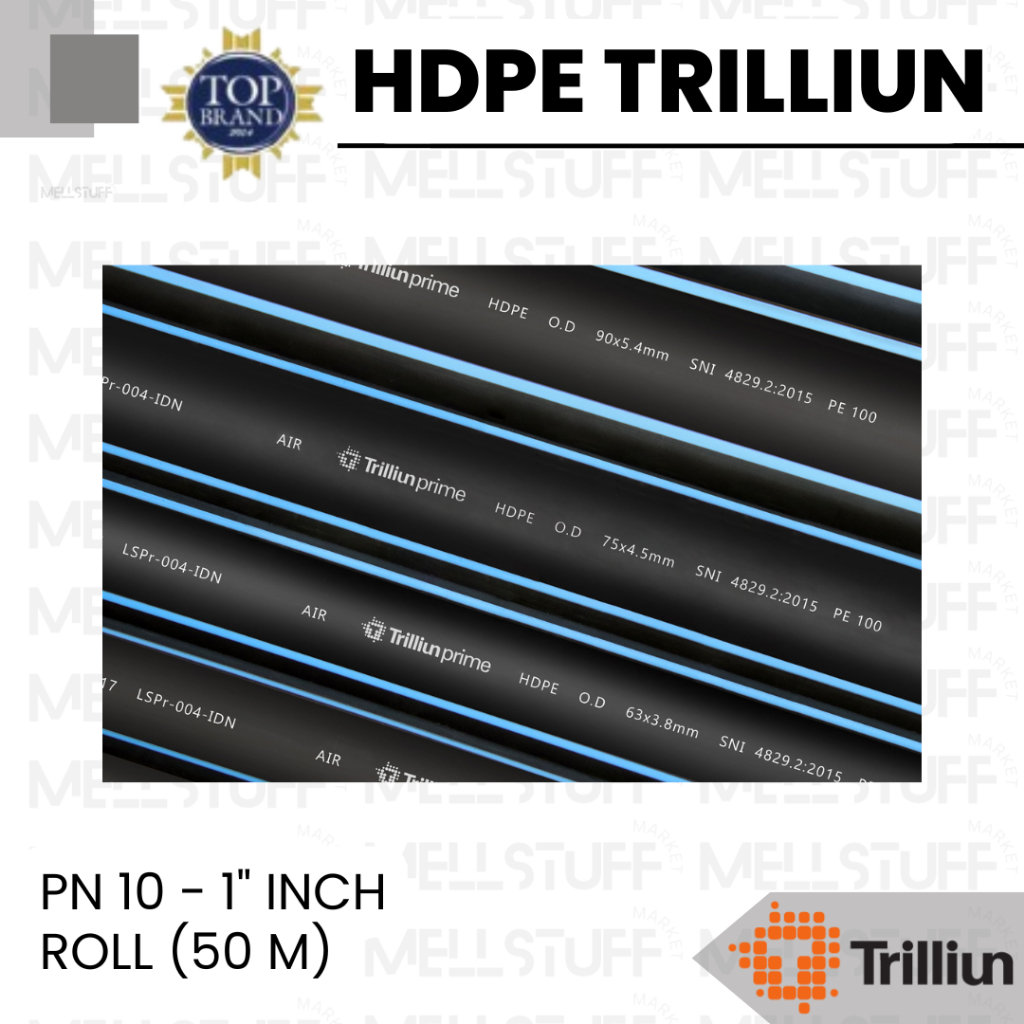 Pipa HDPE Premium Trilliun 1" Inch PN-10 (50 Meter) Premium HDPE Pipe