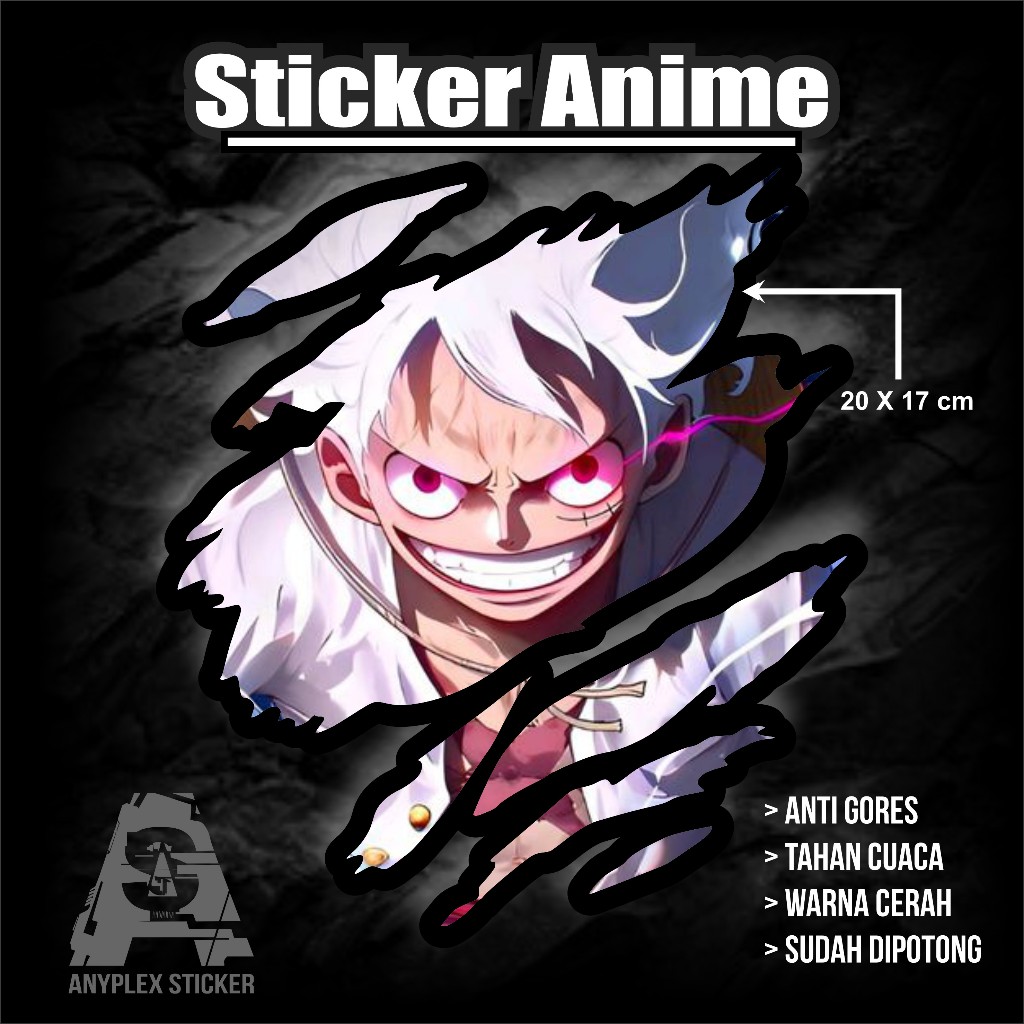 STIKER ANIME ONE PIECE LUFFY GEAR 5 UNTUK MOTOR sticker  MOBIL PC LAPTOP DLL BISA CUSTOM GAMBAR LAIN