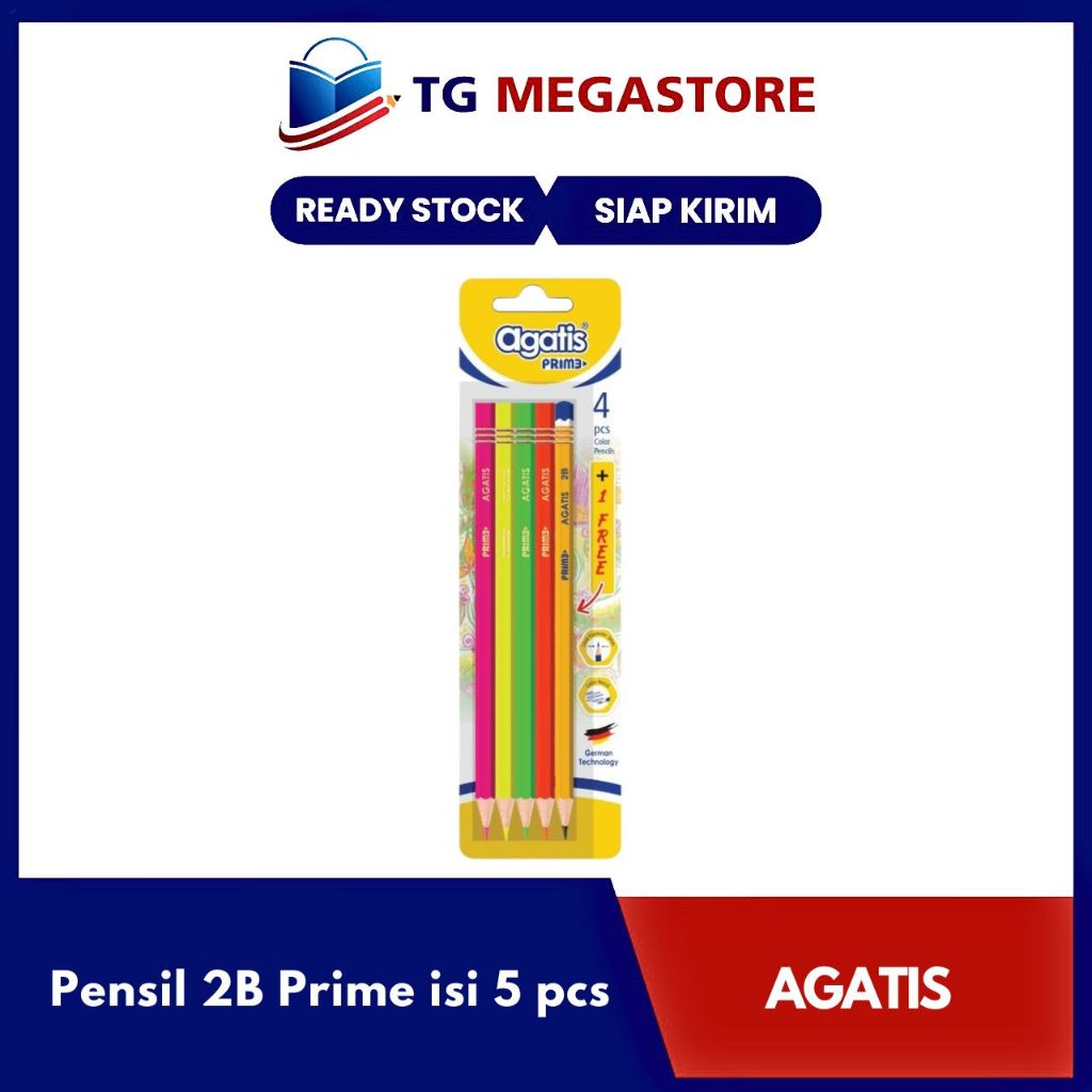 

Pensil 2B Agatis Prime Neon Isi 4 Free 1 - FBC501