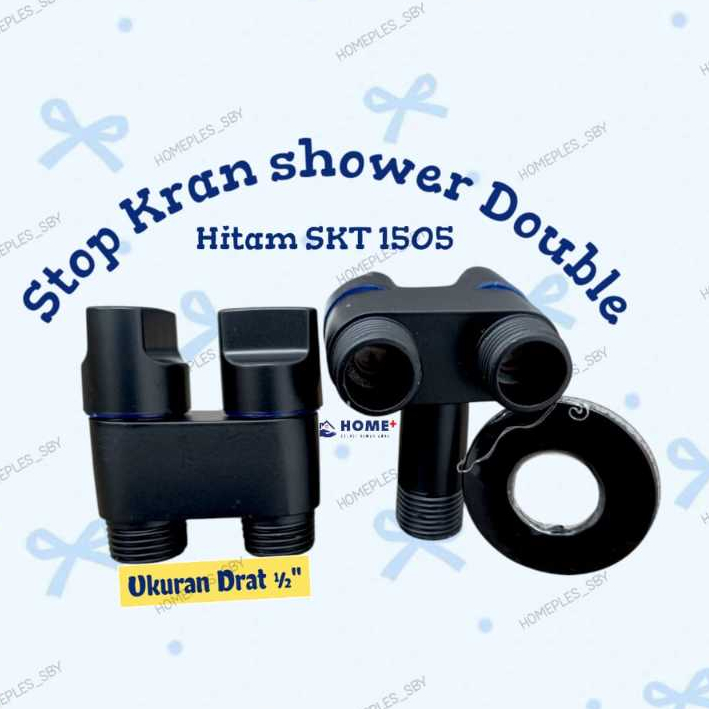 Stop Kram Shower Double Minimalis Hitam Bano SKT 1505 stop kran shower