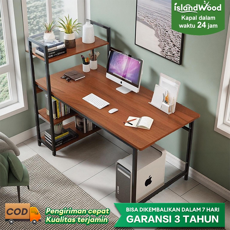 Meja Belajar Minimalis Meja Kerja 120x50CM Meja Kantor Besi Meja Belajar Dengan Rak Buku Meja