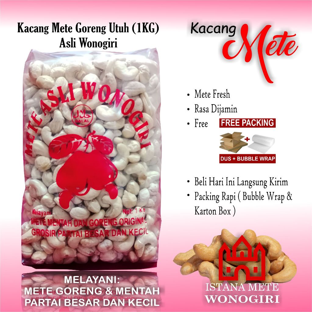 

KACANG MEDE SUPER MENTAH FRESH utuh 1kg ,Kacang mete PREMIUN mede MENTAH FRESH 1kg
