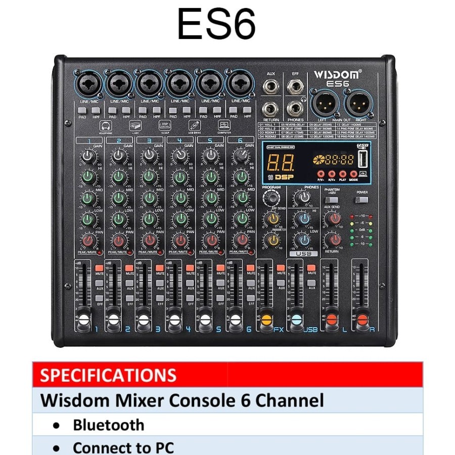 mixer audio Wisdom ES6 / ES 6 - 6CH bluetooth soundcard - original