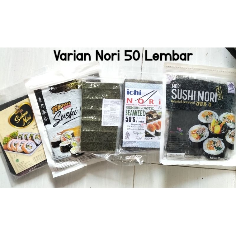 

Nori Sushi 50 Lembar halal Java sakao Seaweed rumput laut kulit sushi bungkus Kimbab Bento dry Seaweed Terlaris.