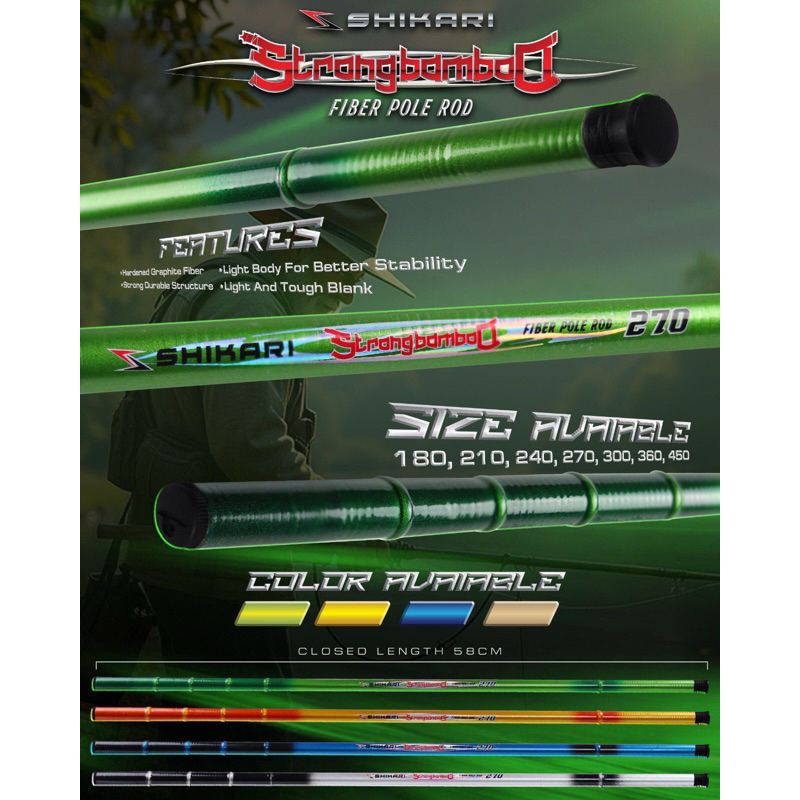 Joran Tegek Shikari Bamboo 180-450cm warna acak