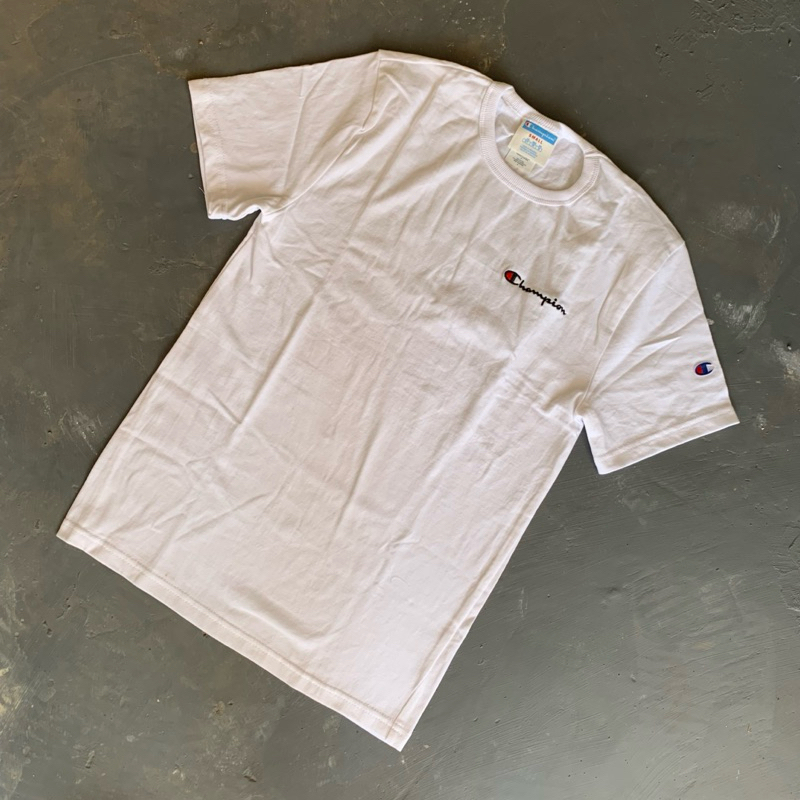 Champion Kaos T Shirt Mini Script White Original Putih Europe Market