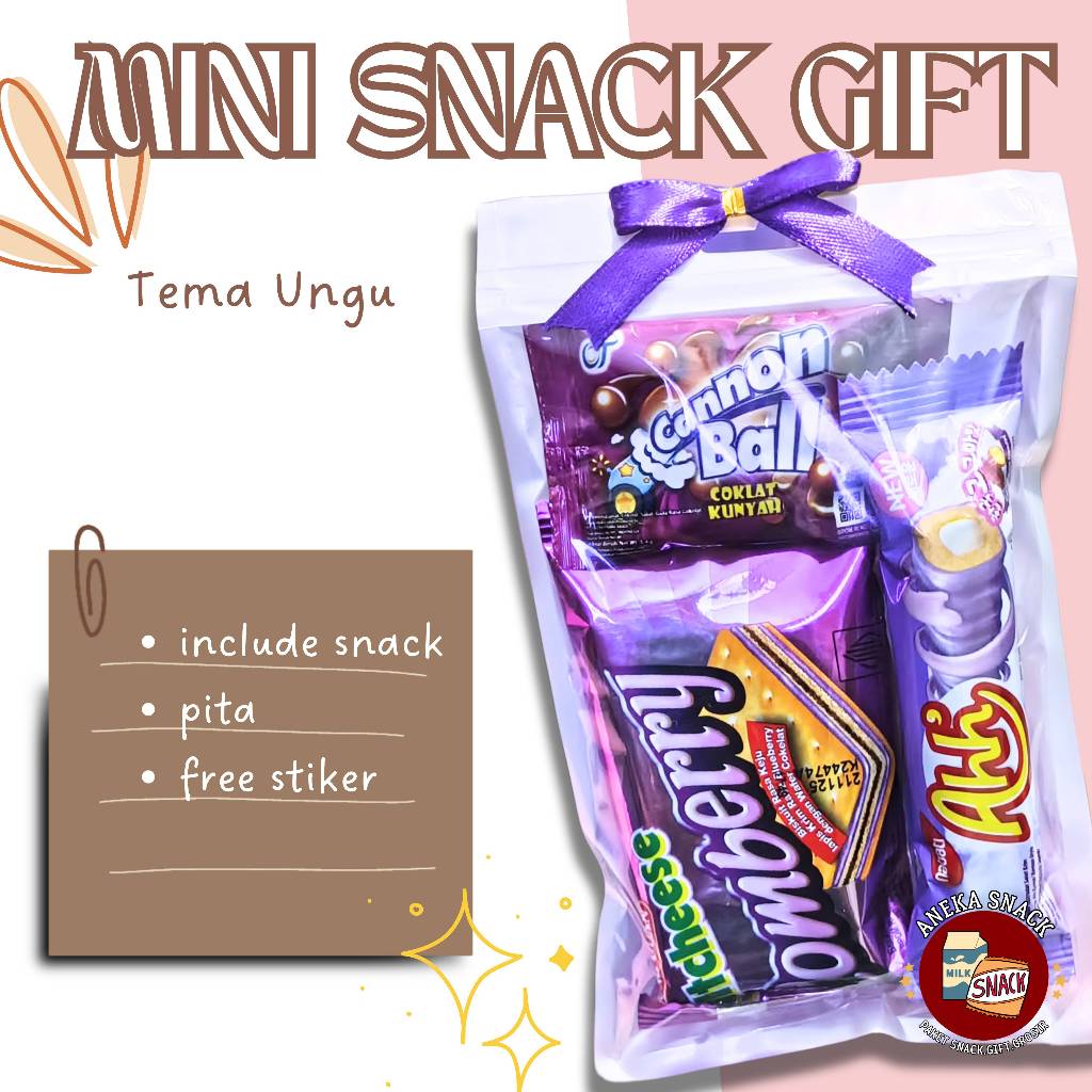 

Ready Stok - Mini Gift Snack Tema Ungu / Mini Gift / Hampers Snack / Snack Ultah / Freebie Snack