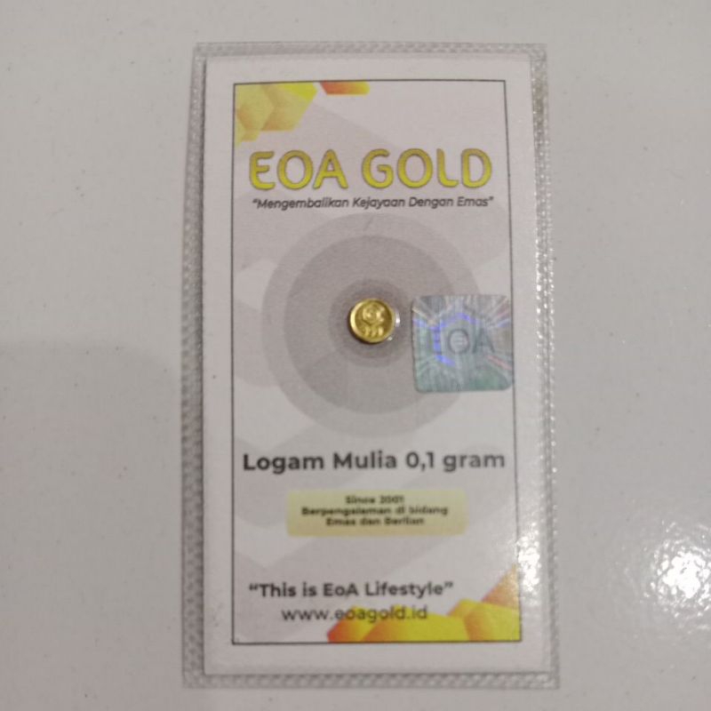 eoa gold 0.1 Certificate of assay nabung emas mulai dari kecil