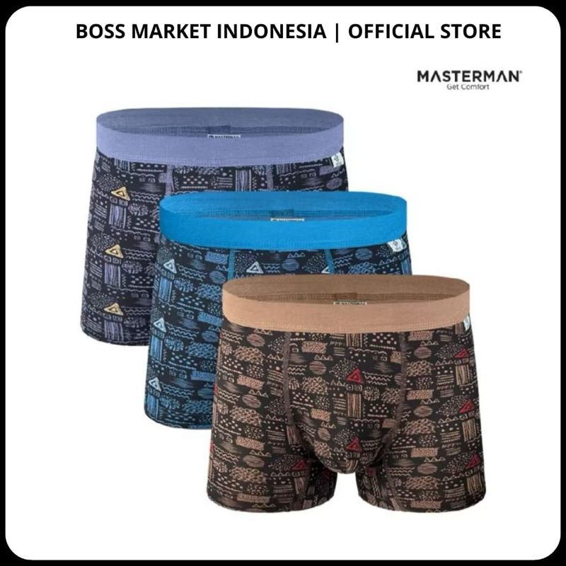 Celana Dalam Pria 3 pcs MASTERMAN Boxer Briefs CD Pria Rayon Spandex DNA Ethnic