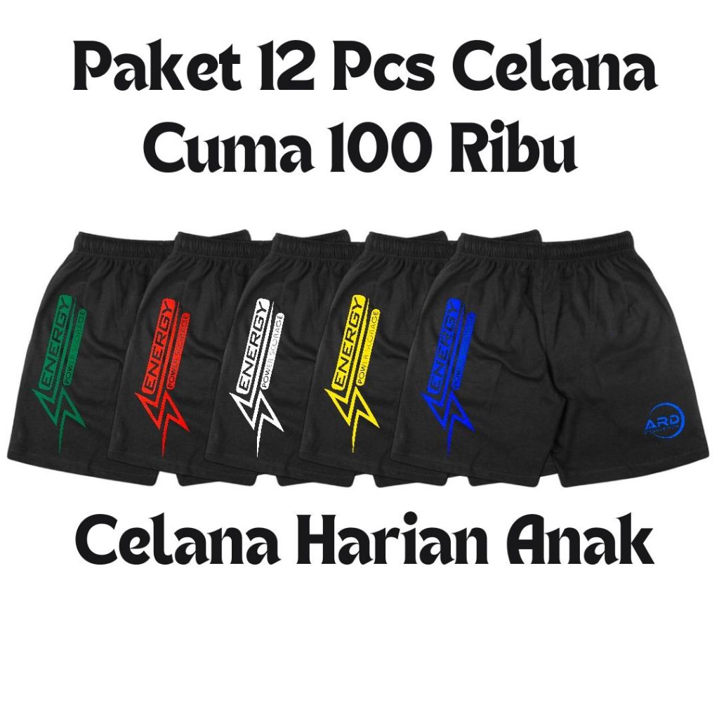 Harga Grosir 100 Rb dapat 12 Pcs Celana Pendek kolor Anak dewasa unisex laki-laki dan perempuan