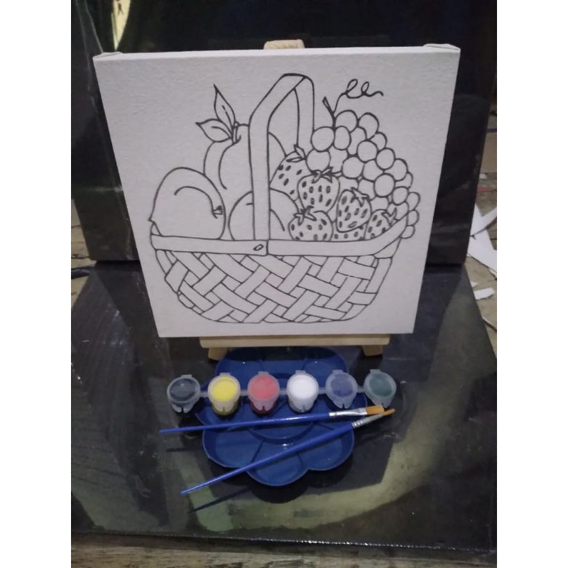 

Kanvas lukis sketsa paket mewarnai lengkap stand lukis 20x20cm