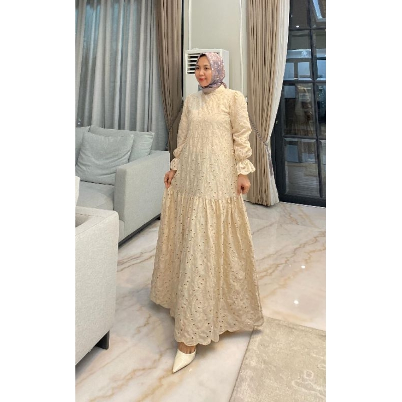Gamis Katun Bordir full + furing katun orinBy Edness Kayla