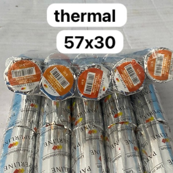 

KERTAS THERMAL (10 PCS) 57X30 | KERTAS STRUK | KERTAS KASIR | PAPERLINE