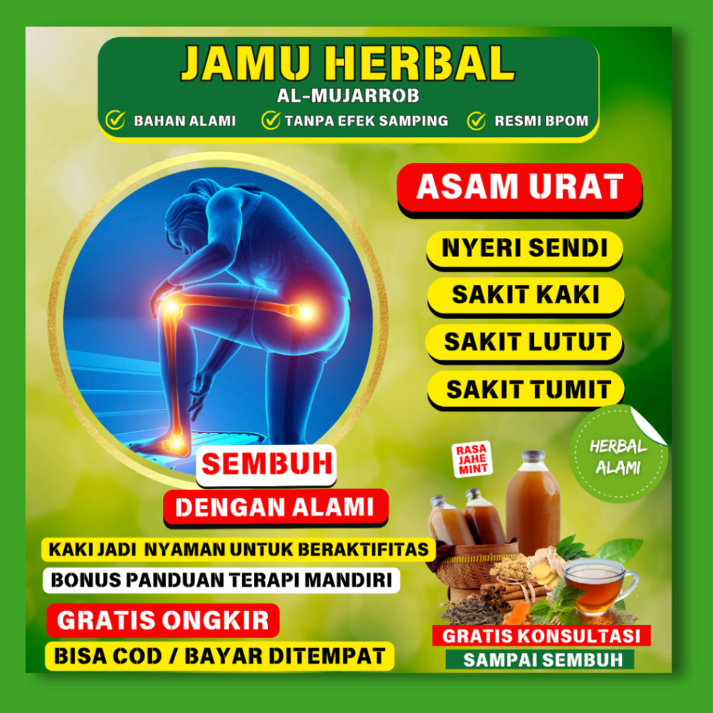 

Jamu herbal al mujarrob Asam urat Nyeri Sendi Sakit kaki Obat alami Ampuh BPOM Gratis ongkir COD