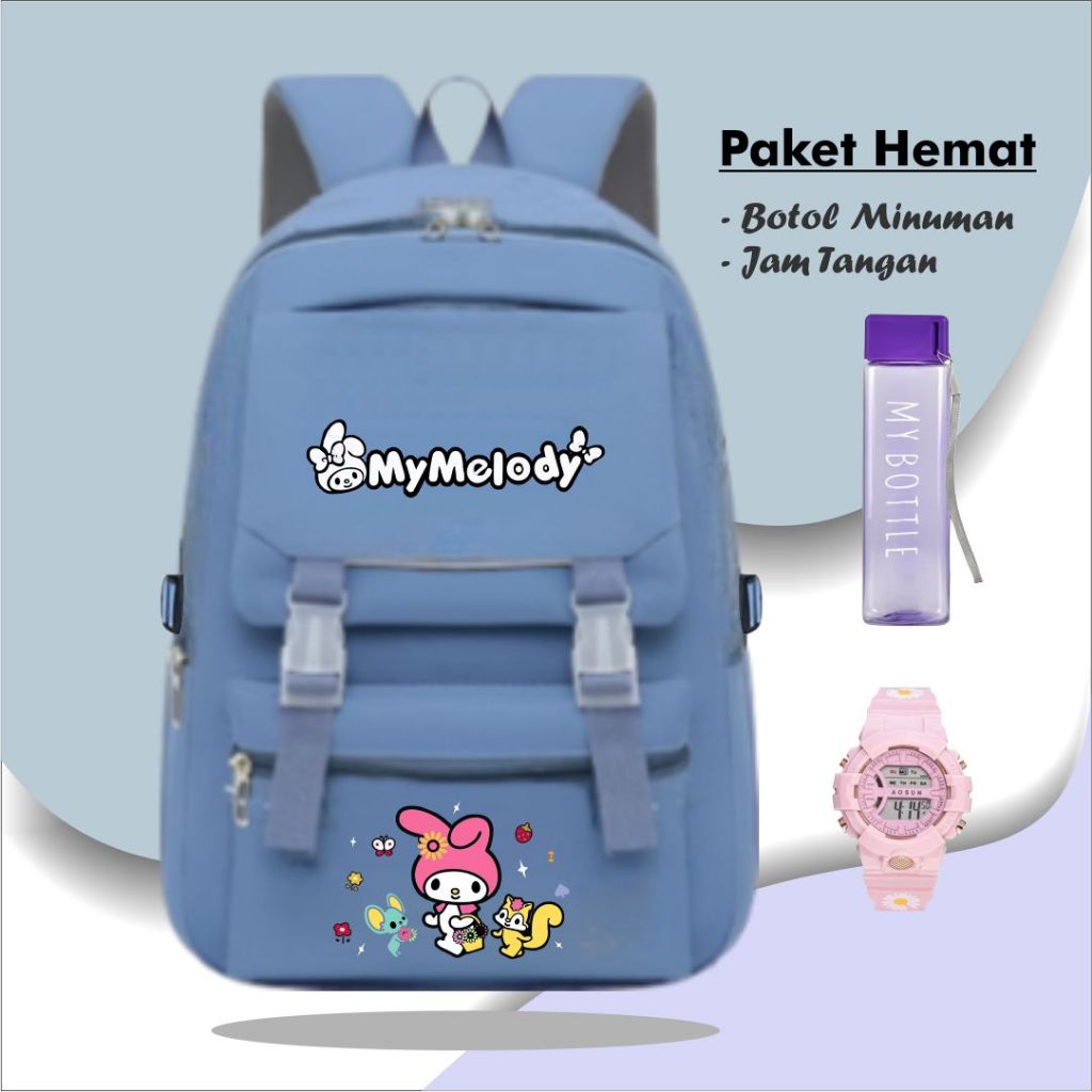 Bonus 2 Item - Ransel Anak Cewek MyMelody / Tas Sekolah Murah / Backpack Premium SD SMP Ori/ DENSTAR
