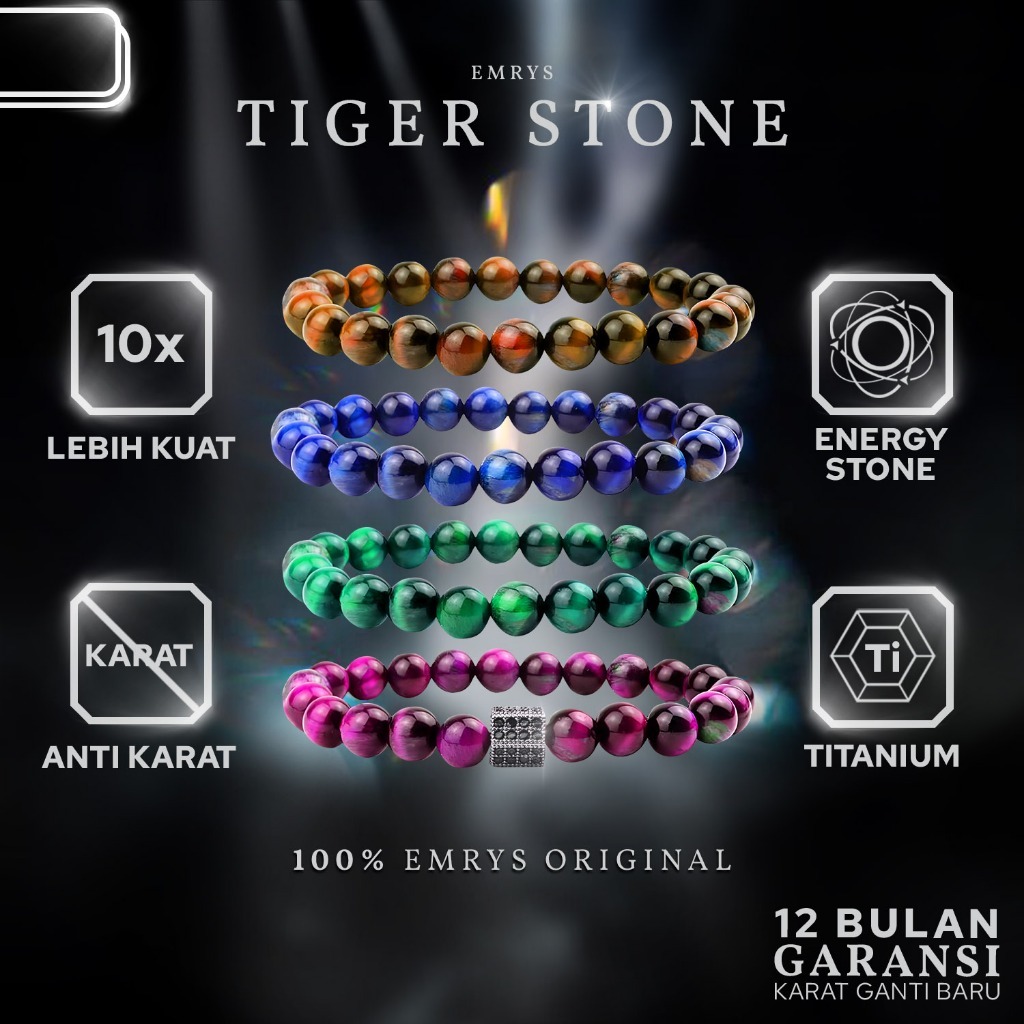 TIGER STONE Bracelet Real Stone Gelang Batu Pria Wanita