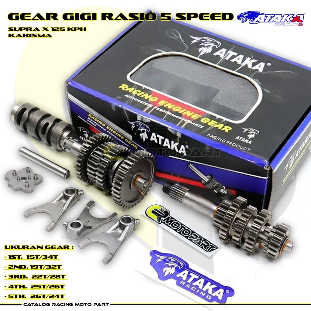 ATAKA RACING Gigi Rasio Gearbox 5 Speed KPH Supra X 125 Karisma 125 Close Ratio