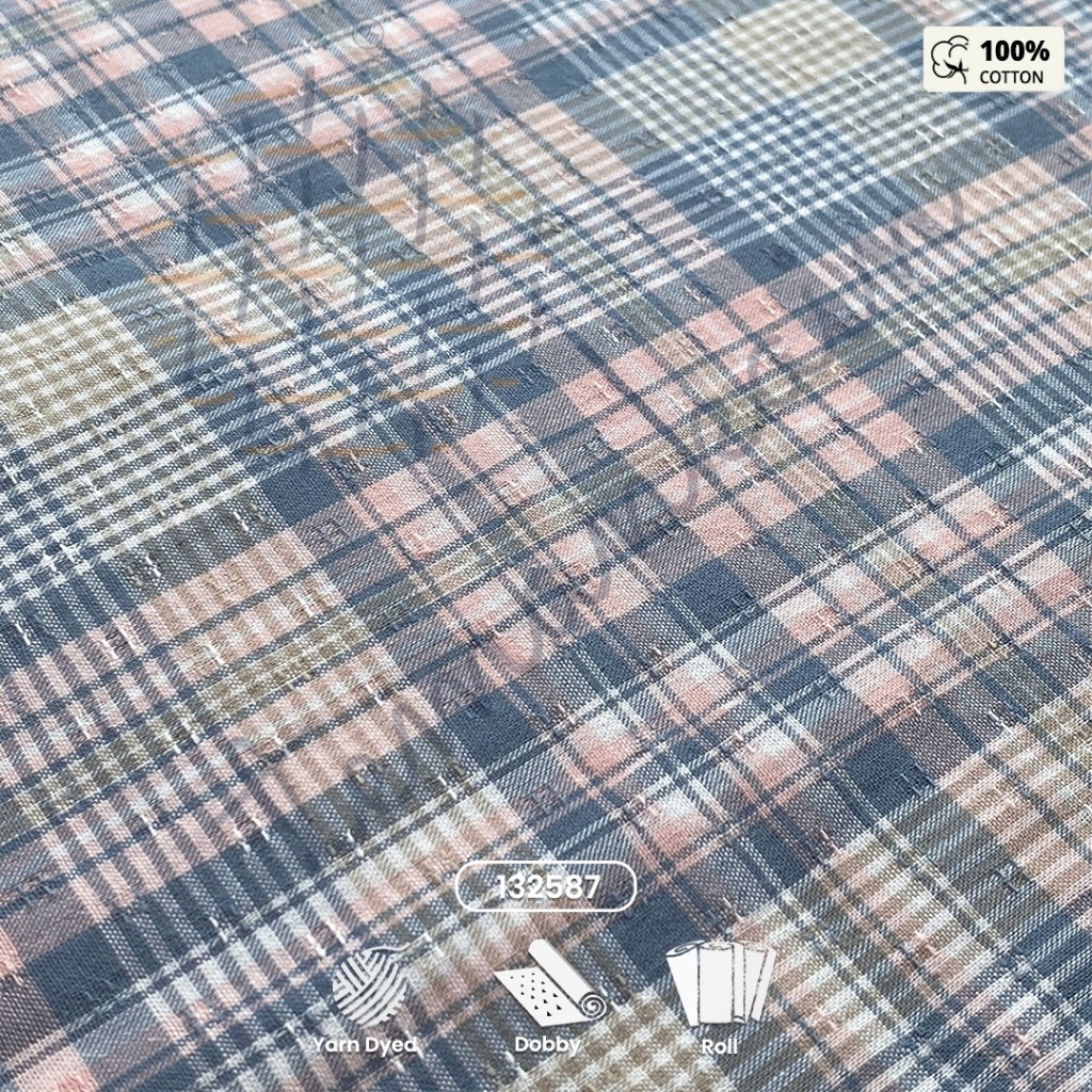 (50 CM) Kain Full Cotton Combed 30s Yarn Dyed Premium Motif Kotak-Kotak Temankain 132587 | Bahan Kai
