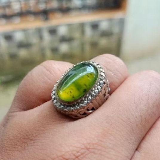 Batu Cincin Akik Green Serventeen Aceh Kristal Giwang Asli
