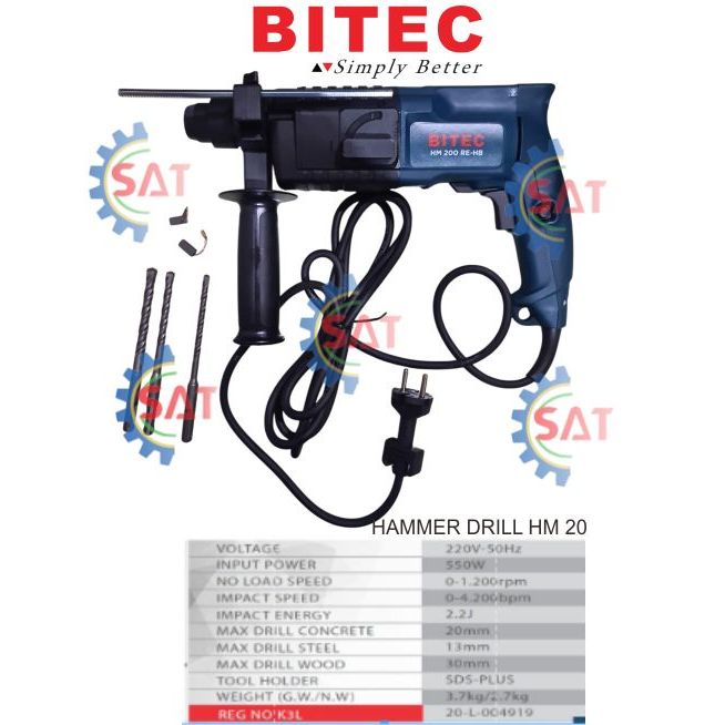 HAMMER DL BITERILC HM 200 RE-HB, BOR BETON BITEC HM 200 RE-HB, BOR SDS BITEC HM 200 RE-HB