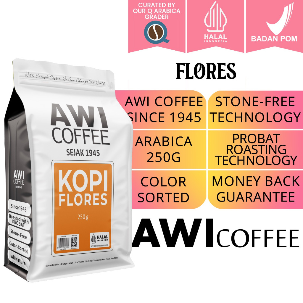 

Awi Kopi Flores Bajawa 250Gr | Specialty Arabica Roasted Coffee | Biji | Kualitas Ekspor