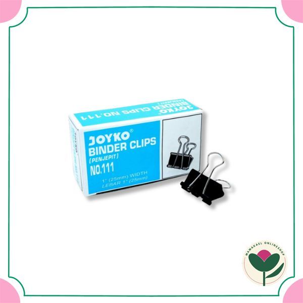 

1 box isi 12 pcs binder clip 25 mm Joyko paper clip klip kertas dokumen bahan besi metal MK1934
