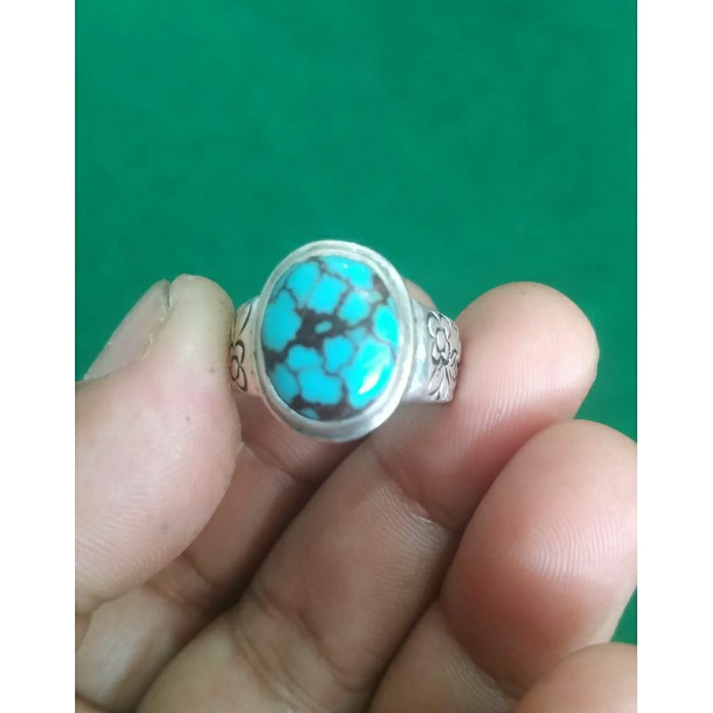 Natural batu pirus mesir ring perak handmade 925
