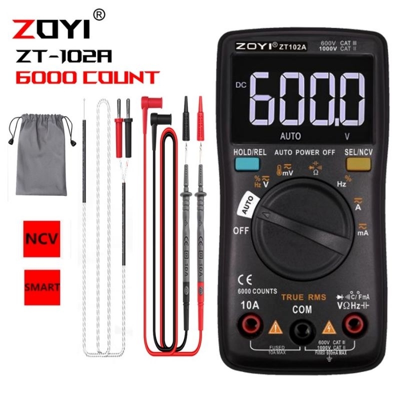 MULTITESTER DIGITAL ZOYI ZT-102A UPGRADE AUTO MULTIMETER AVOMETER ORIGINAL