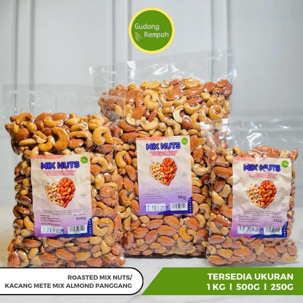 

[PROMO 3.3] NEW 250g Premium Mix Nuts Roasted Almond dan Mede Panggang Original/Siap Makan/ Kupas/ Utuh/Renyah