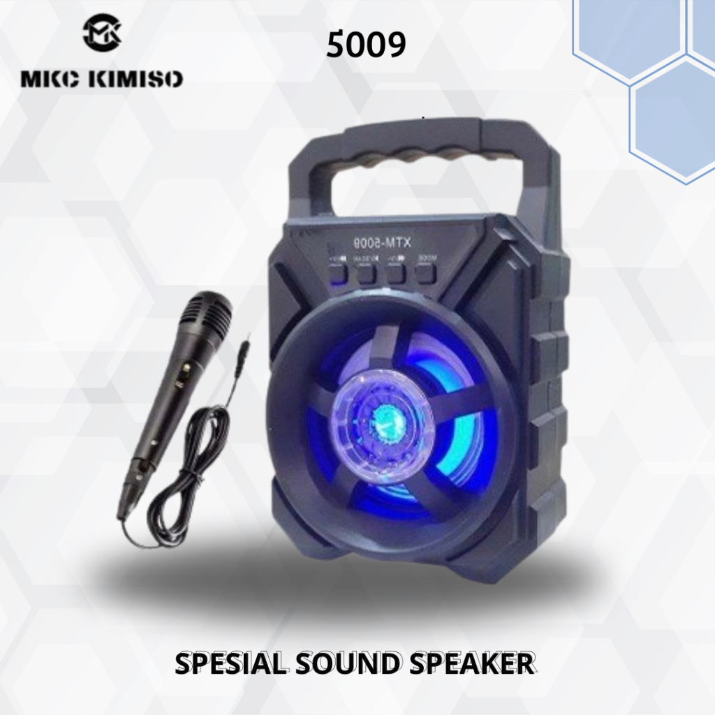 SPEAKER MINI PORTABLE FULL BASS FREE MIC KABEL KARAOKE 5009