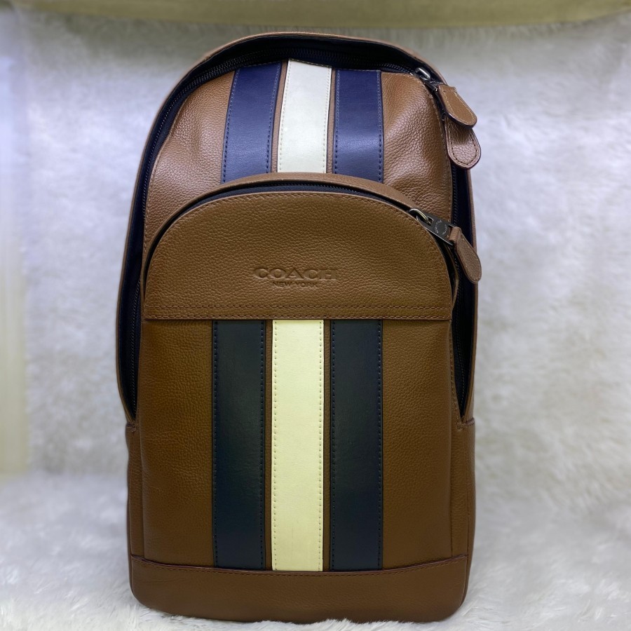 TAS PRIA COACH CHARLES SADDLE STRIPE