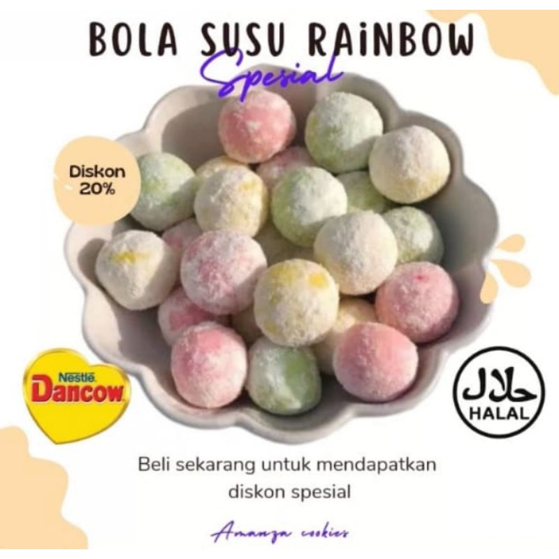 

bola susu rainbow ukuran 250 gram