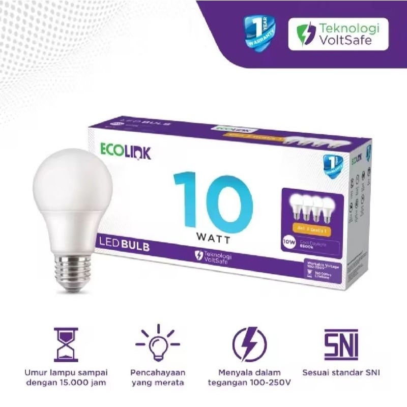 ECOLINK LAMPU ECOLINK LED BULB ECOLINK 10W 6W MULTI PACK BOHLAM LED 10 Watt MULTIPACK