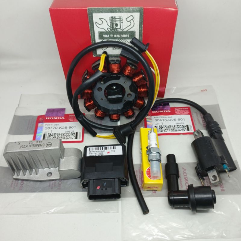 PAKET 6ITEM SPUL CDI KIPROK KOIL BUSI TUTUP BUSI HONDA BEAT FI SPACY FI STATER KASAR ORI