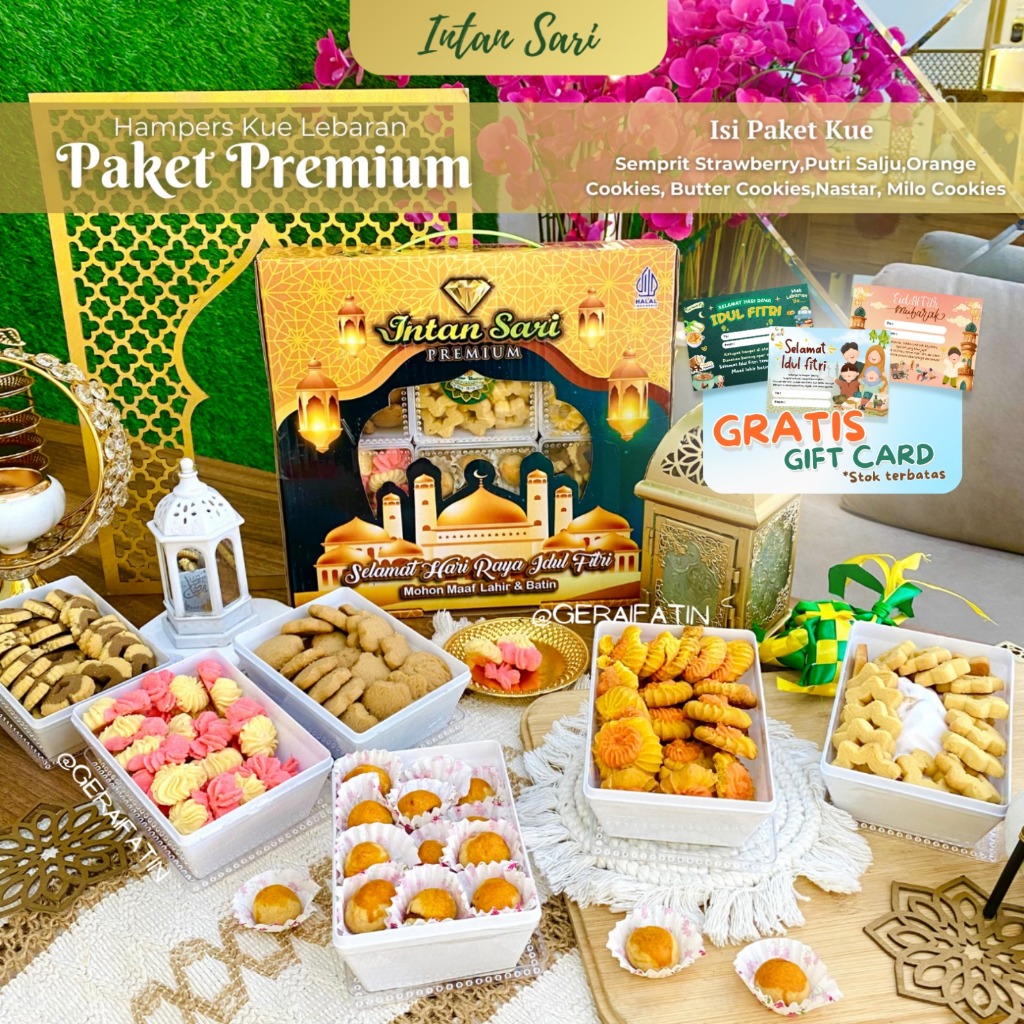 

PAKET KUE KERING INTAN SARI PAKET PREMIUM ISI 6 TOPLES PARSEL IDUL FITRI 2025 / PAKET KUE KERING