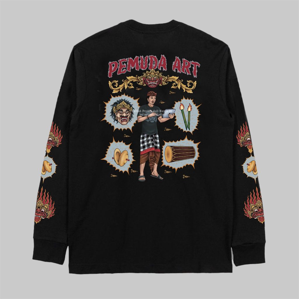 PEMUDA ART | TANGAN PANJANG | BALIARTWEAR | BAJU KATA KATA BALI | OLEH OLEH BALI | Baju Kaos Premium