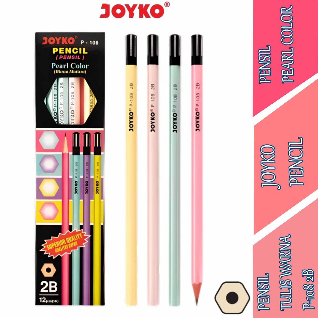 

Pensil Tulis Computer 2B - Joyko Pensil - Pensil Pearl Color - P-108