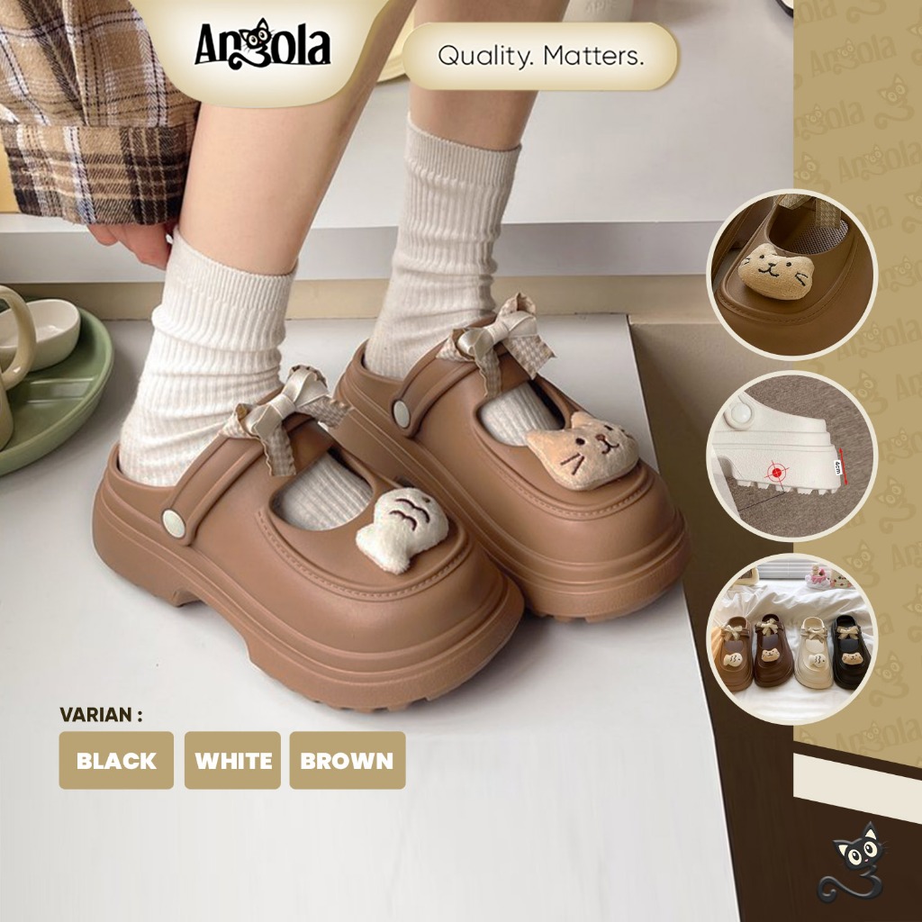 ANGOLA Sepatu Sandal Mary Jane Cutie Cat H18 Sendal Super Gemas/Sepatu Sendal Wanita/Sandal Kekinian