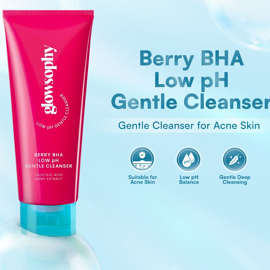 Glowsophy Berry BHA Low pH Gentle Cleanser sabun cuci muka facial wash Acne Prone Skin Friendly Faci