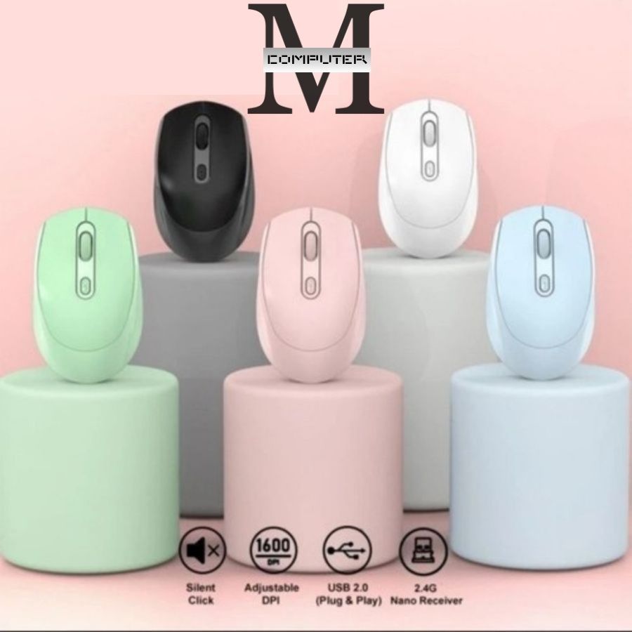 Mouse Silent Click Macaron Rechargeable / Mouse Silent Wireless Mouse / Wireless Silent Click Mouse 