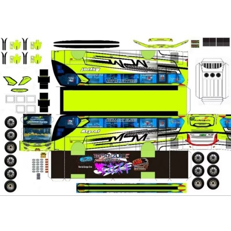 Lembaran Papercraft Bus Msm Asyrof Toreto Skala 50