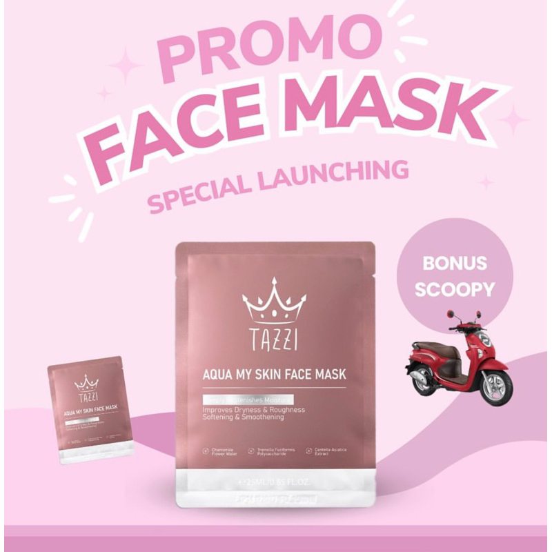 15 pcs Aqua My Skin Face Mask Tazzi (isi LIMA BELAS) / Face mask tazzi