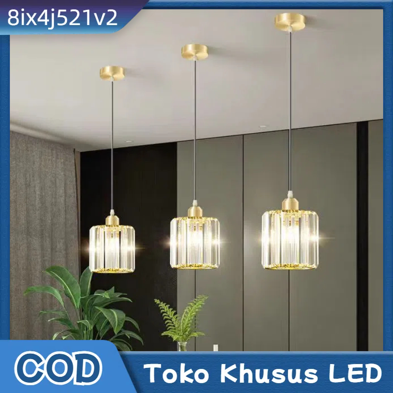 Lampu Gantung Kristal Minimalis Lampu kristal plafon rumah Lampu ceiling kristal kotak modern