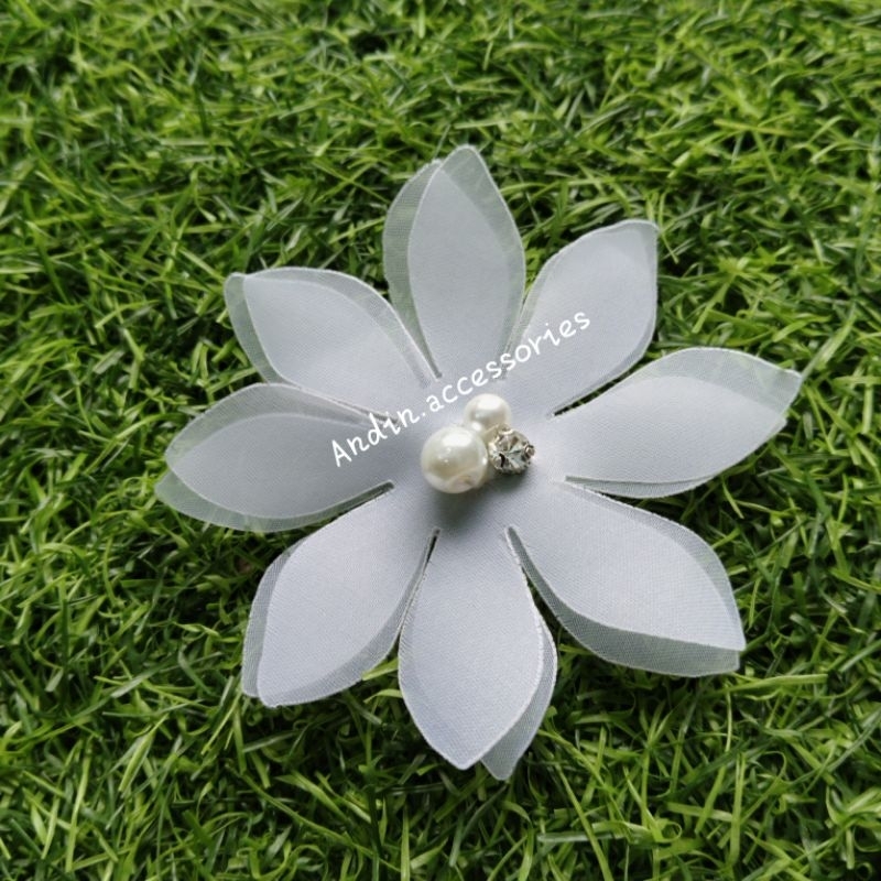 Aplikasi bunga organza 8 cm/aplikasi bunga solder 3D/