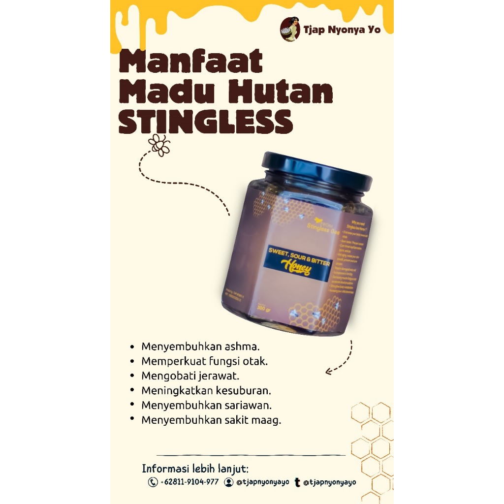 

TJAP NYONYA YO - Stingless Bee | Madu Lebah liar | Madu Kelulut | Madu Hutan | Madu Asam dan Manis meredakan sakit maag