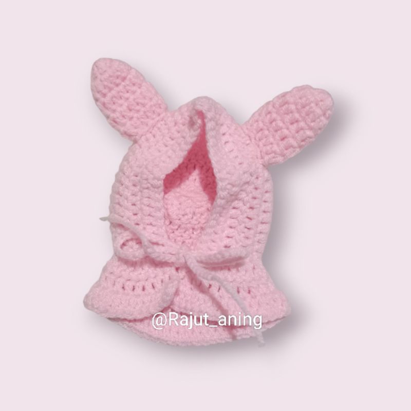 Cape kelinci pink untuk boneka KPop 10cm