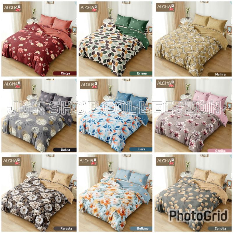 ALOHA BEDCOVER SET/ bedcover flat ukuran 180x200 motif terlaris