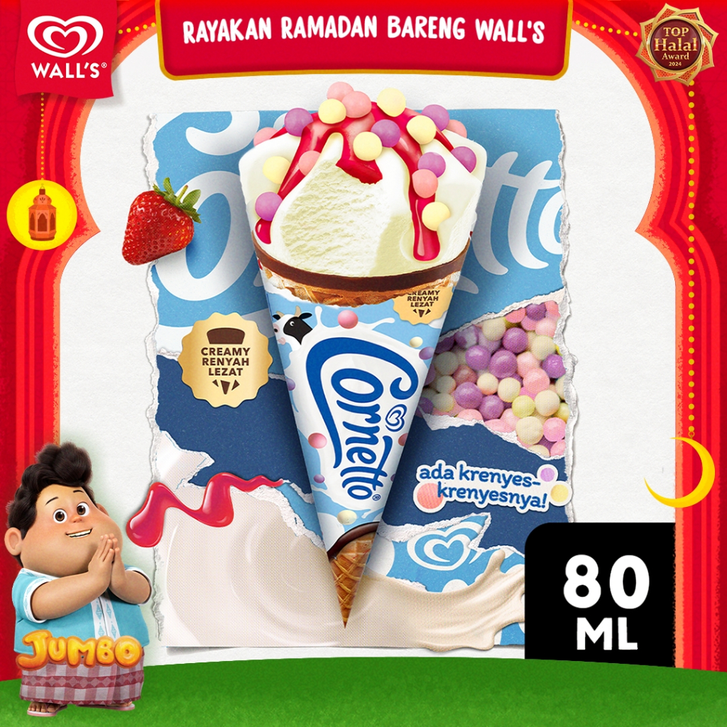 

Cornetto Crunchy Milky Berry GT 80ML - Es Krim / Ice Cream Wall's