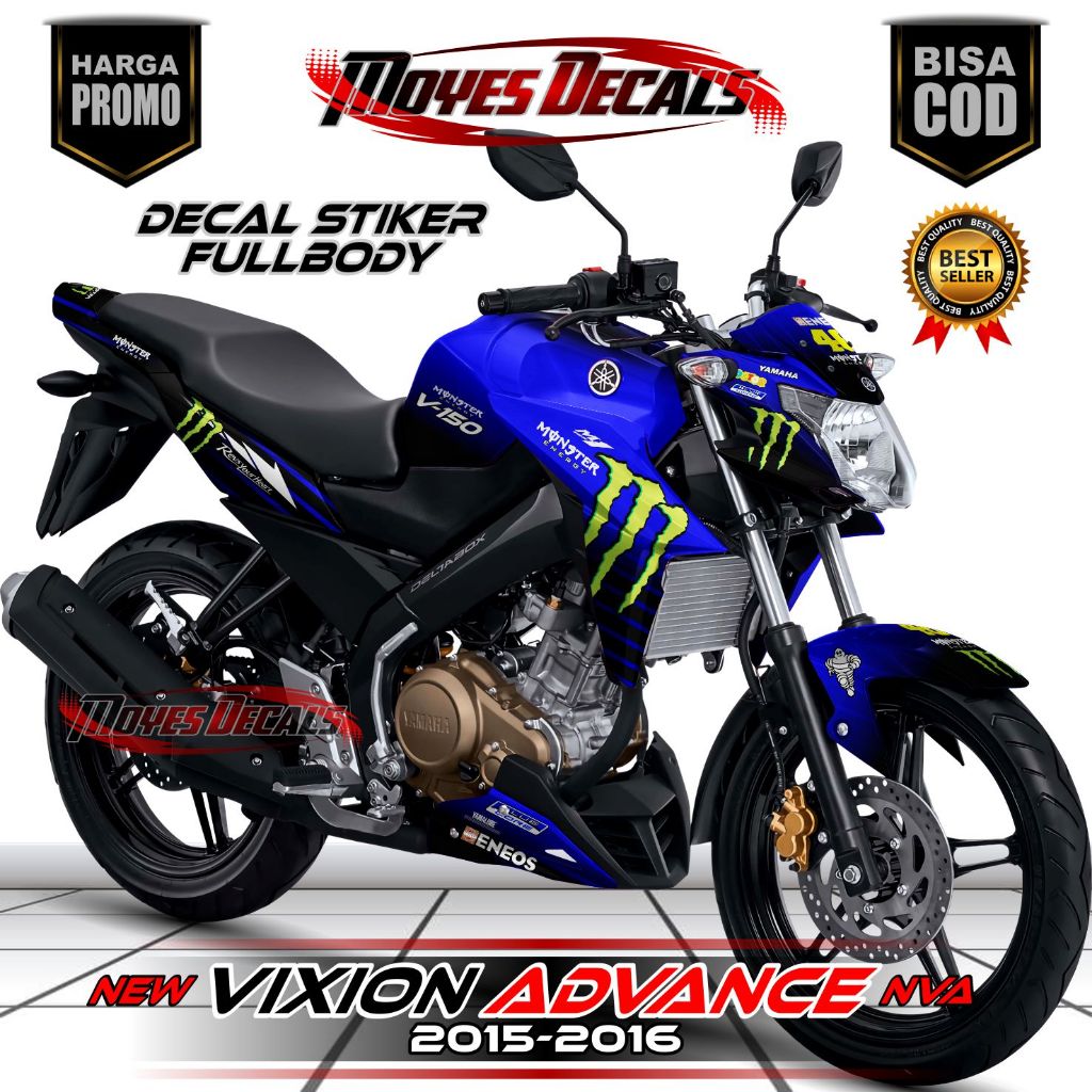 Decal Stiker Variasi Motor Vixion Advance NVA 2015/2016 Motif Monster Keren De