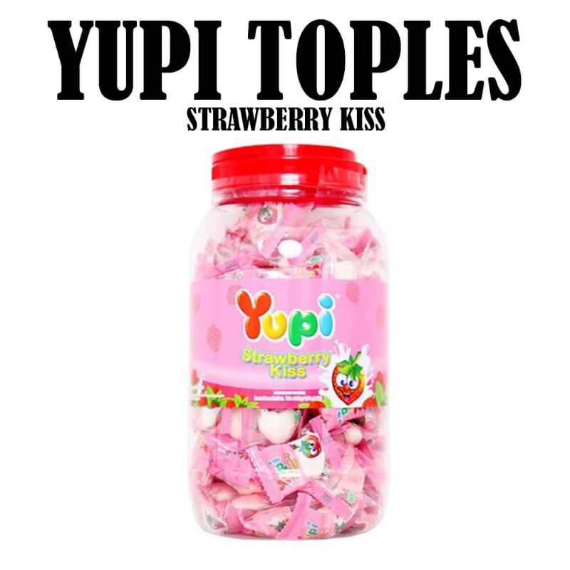 

Yupi Permen Strawberry Kiss Toples Isi 300 gram